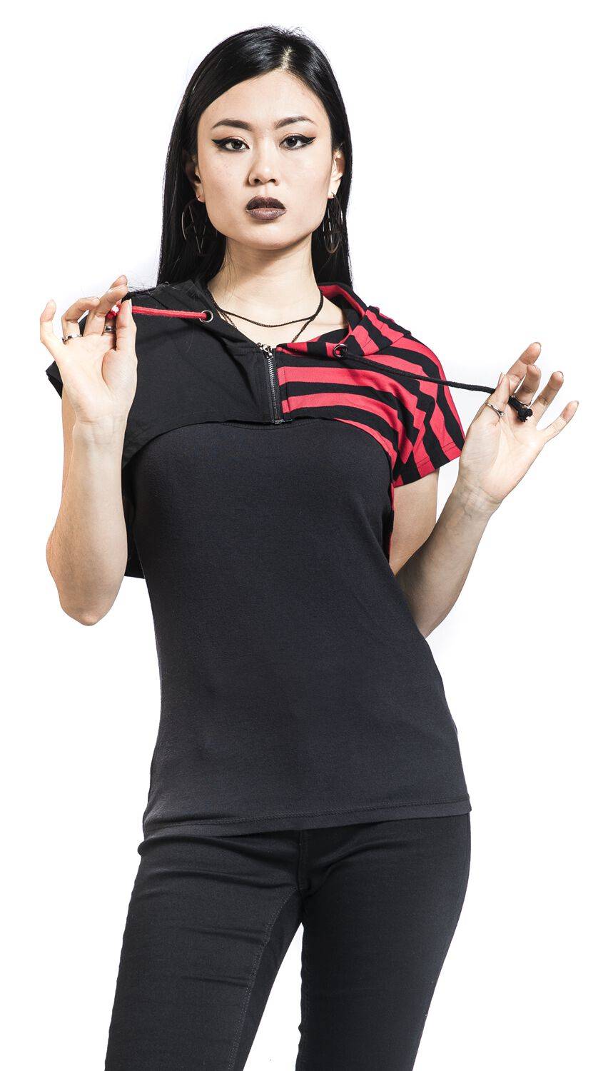 EMP "Ruby Ictus Hoodie" Cardigan Schwarz/rot Von Banned Alternative