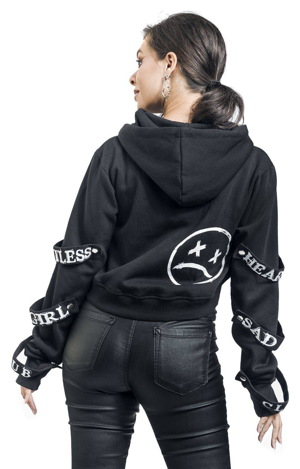 EMP "Sad Girl Club Hood" Kapuzenpullover Schwarz/weiß Von Heartless