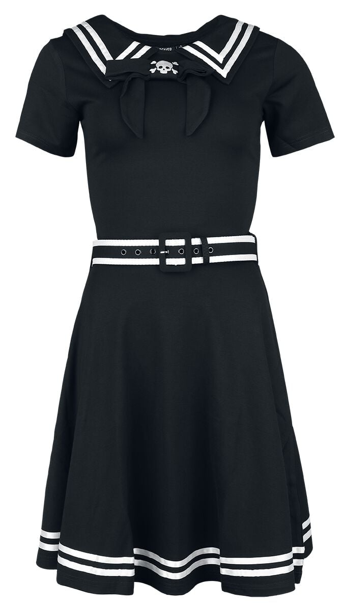 EMP "Sailor Skater Dress" Mittellanges Kleid schwarz/weiß von Jawbreaker