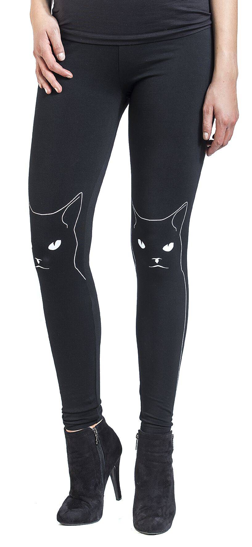EMP "Salem Grumpy Kitty" Leggings Schwarz Von Jawbreaker