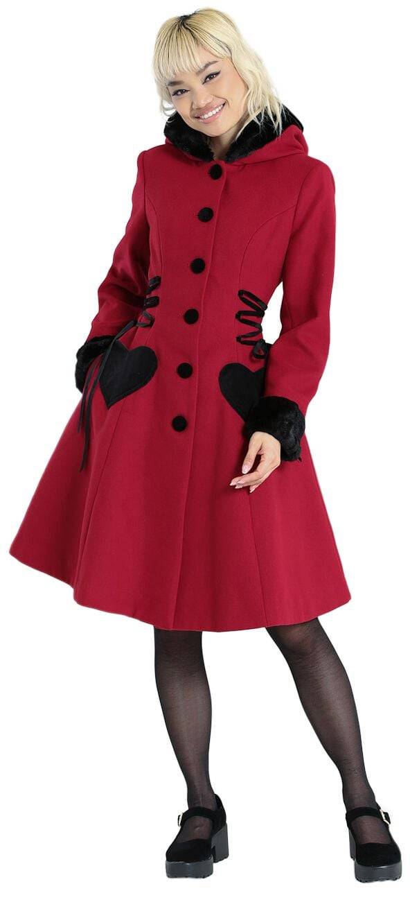 EMP "Scarlett Coat" Mantel Rot/schwarz Von Hell Bunny
