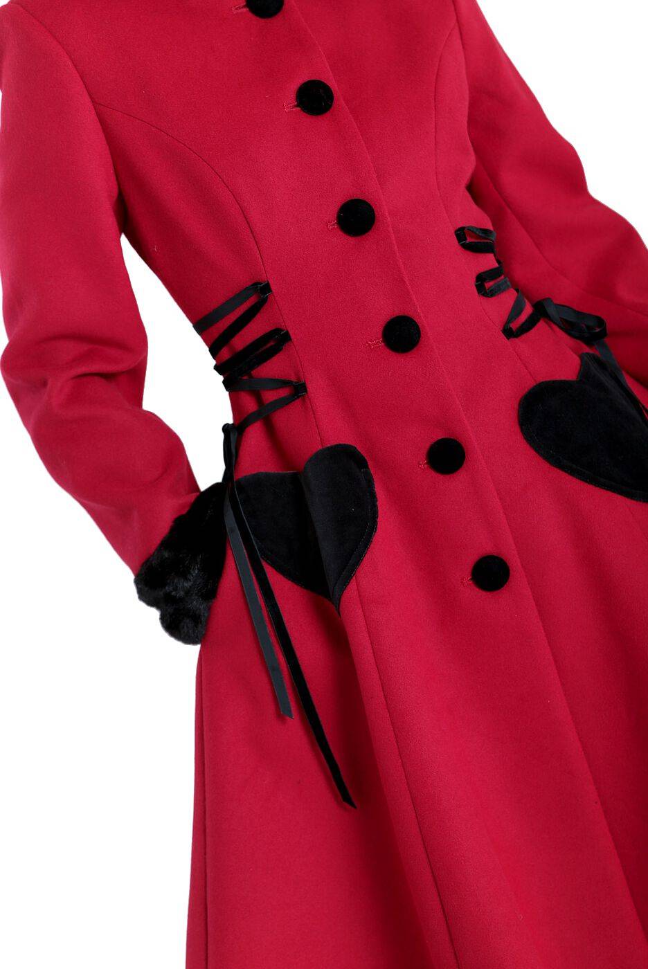 EMP "Scarlett Coat" Mantel Rot/schwarz Von Hell Bunny