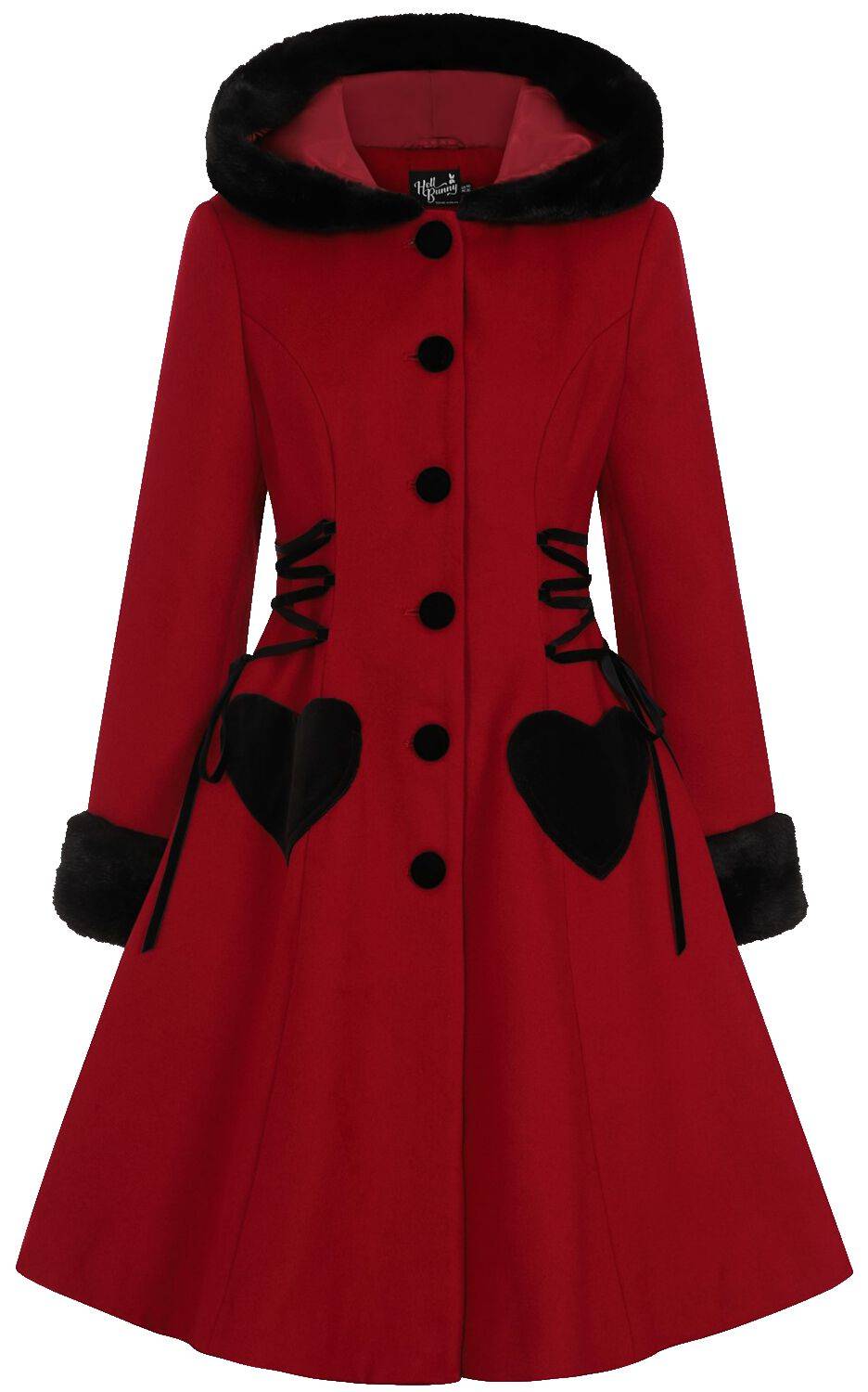 EMP "Scarlett Coat" Mantel rot/schwarz von Hell Bunny