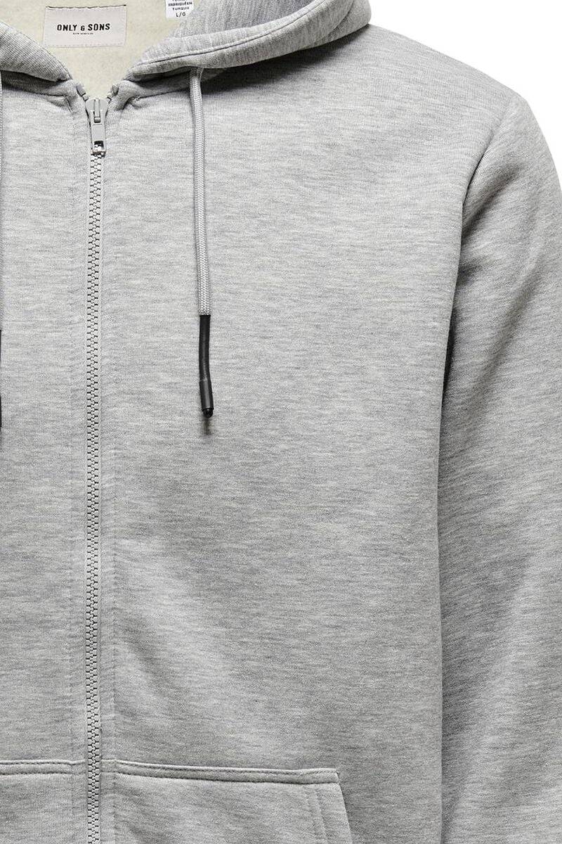 EMP "Sceres Life Zip Thr. Hoodie" Kapuzenjacke Hellgrau Meliert Von ONLY And SONS