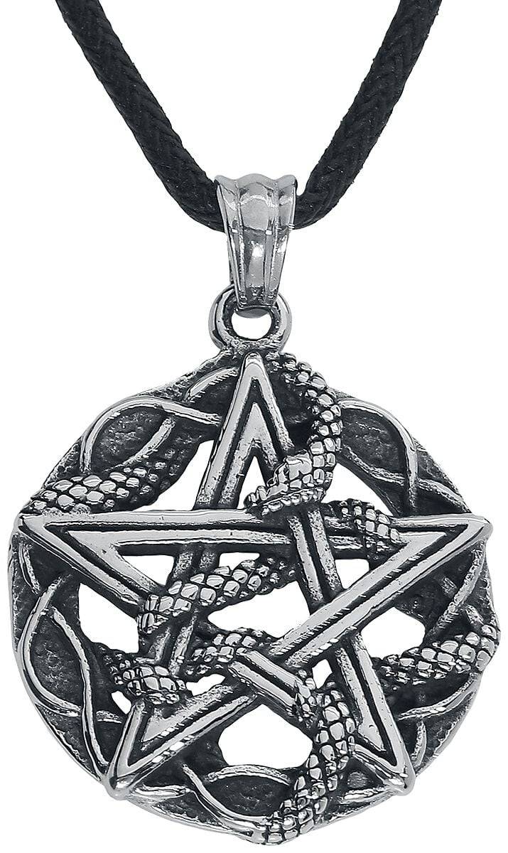 EMP "Schlangen Pentagramm" Halskette silberfarben von etNox hard and heavy