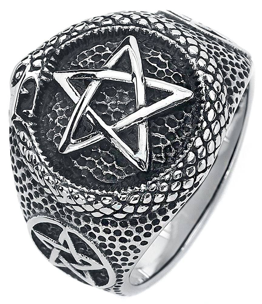 EMP "Schlangen Pentagramm" Ring Silberfarben Von EtNox Hard And Heavy