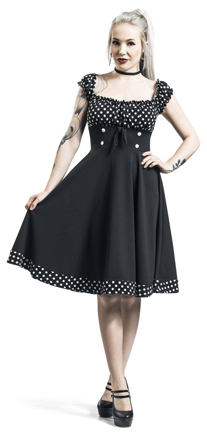 EMP "Schulterfreies Swing-Kleid" Mittellanges Kleid Schwarz/weiß Von Belsira