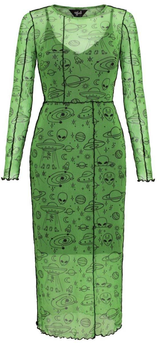 EMP "Scully Dress" Langes Kleid grün/schwarz von Hell Bunny
