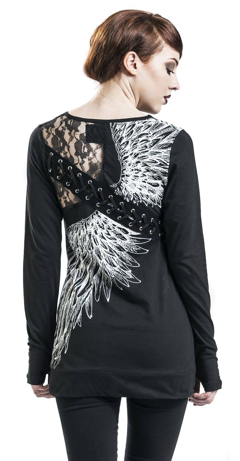 EMP "Shadow Angel Top" Langarmshirt Schwarz Von Vixxsin