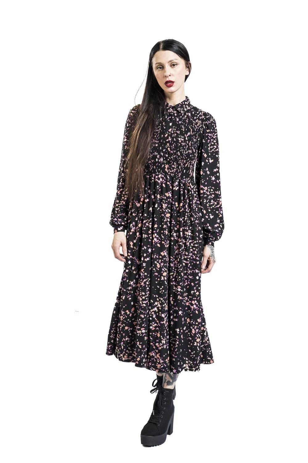 EMP "Shirred Bust Ditsy Floral Shirt Midi Dress" Mittellanges Kleid Multicolor Von QED London