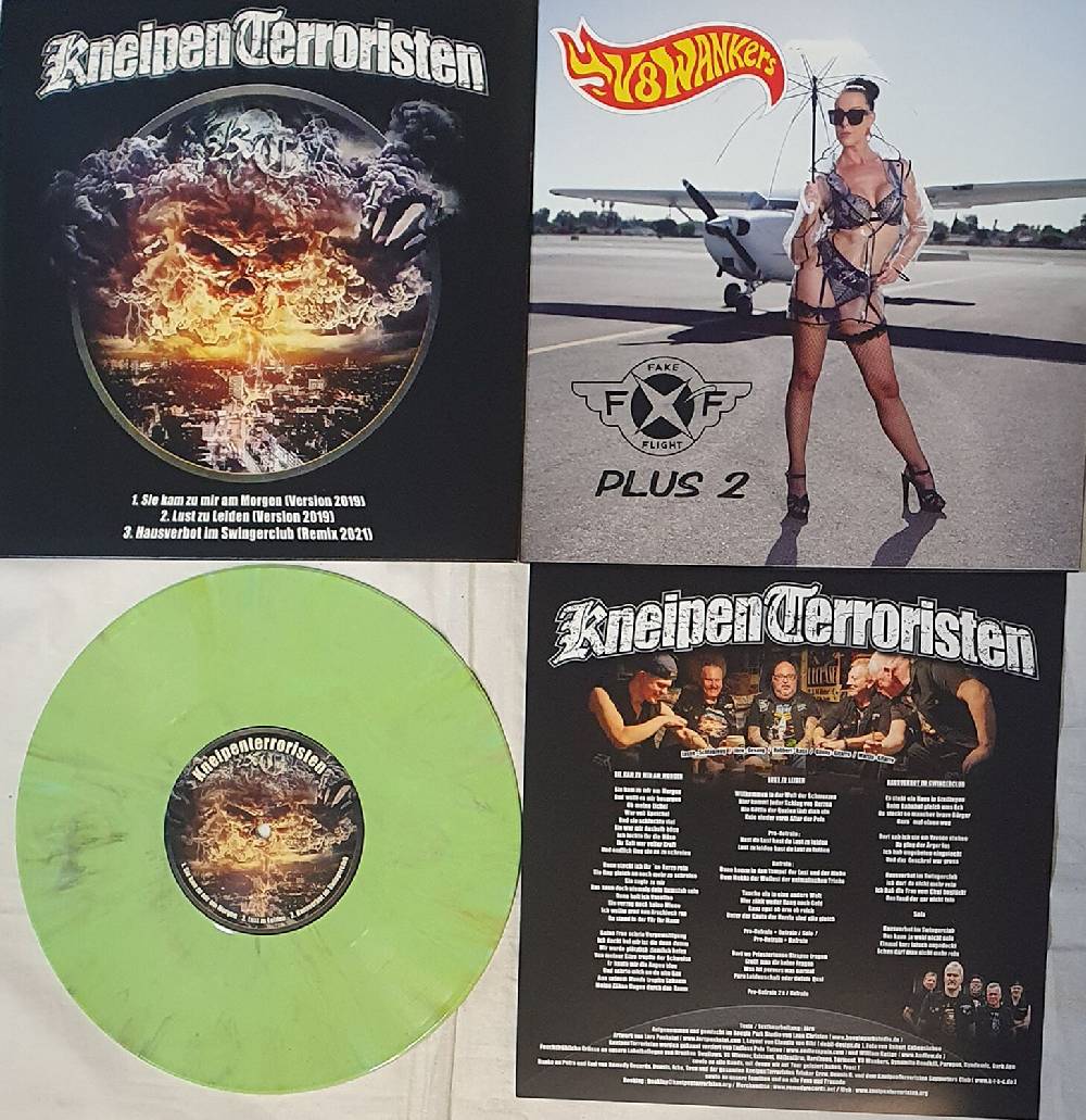 EMP "Sie kam zu mir am Morgen / Fake Flight" Single marmoriert von Kneipenterroristen / V8 Wankers