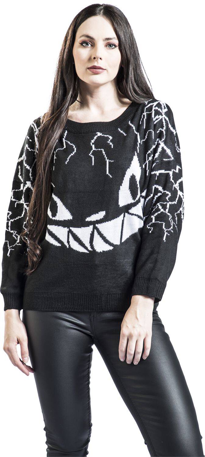 EMP "Sinister Grin Jumper" Strickpullover Schwarz/weiß Von Heartless