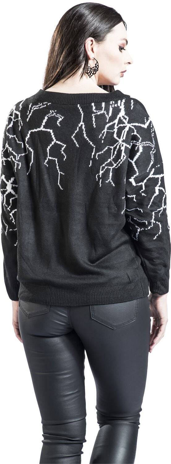 EMP "Sinister Grin Jumper" Strickpullover Schwarz/weiß Von Heartless