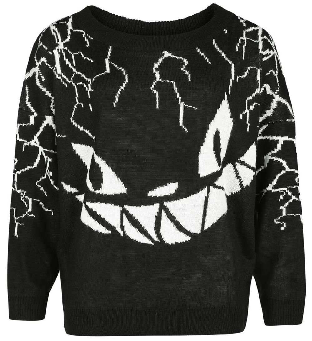 EMP "Sinister Grin Jumper" Strickpullover schwarz/weiß von Heartless