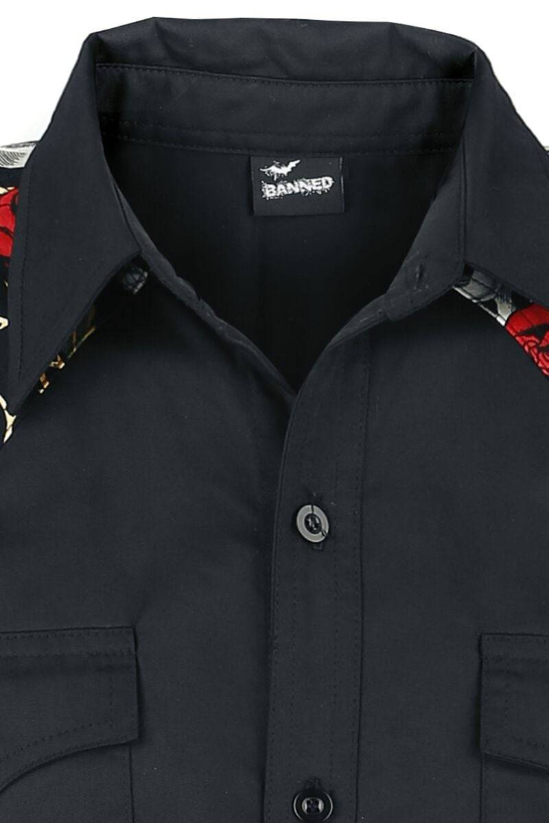 EMP "Skull Rose" Kurzarmhemd Schwarz Von Banned Alternative