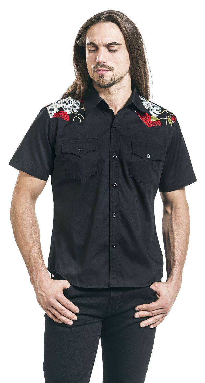 EMP "Skull Rose" Kurzarmhemd Schwarz Von Banned Alternative