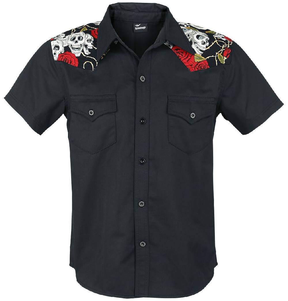 EMP "Skull Rose" Kurzarmhemd schwarz von Banned Alternative