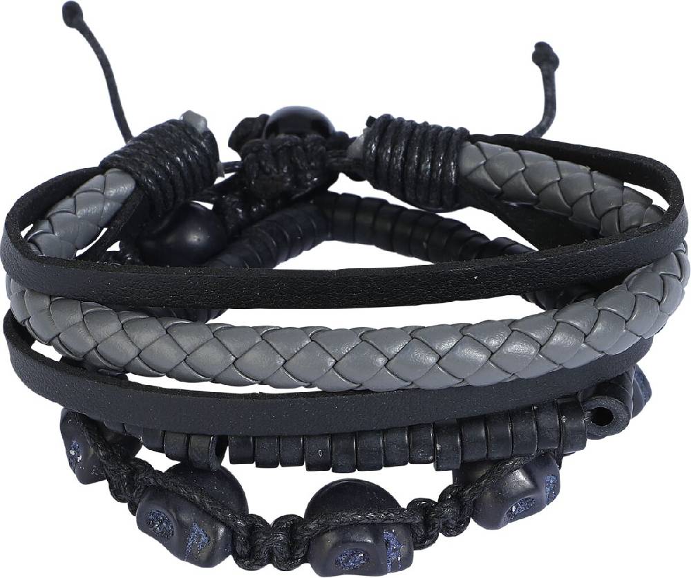 EMP "Skulls" Armband-Set Schwarz/grau Von Rock Rebel By EMP