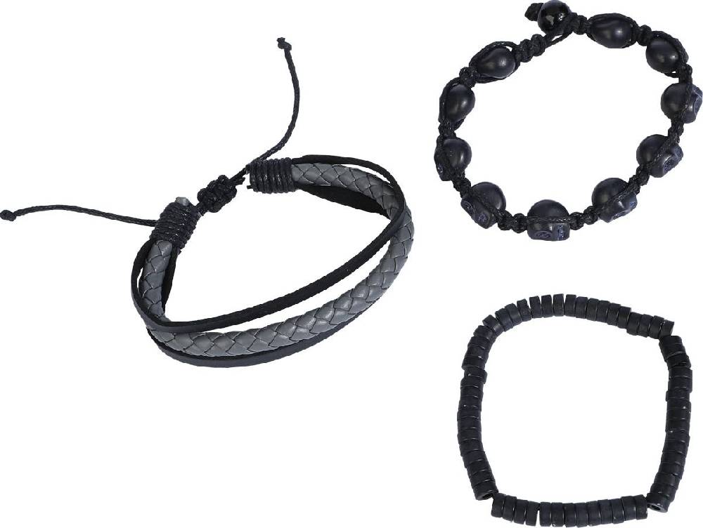 EMP "Skulls" Armband-Set Schwarz/grau Von Rock Rebel By EMP