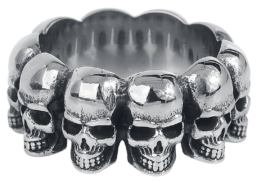 EMP "Skulls" Ring silberfarben von etNox hard and heavy