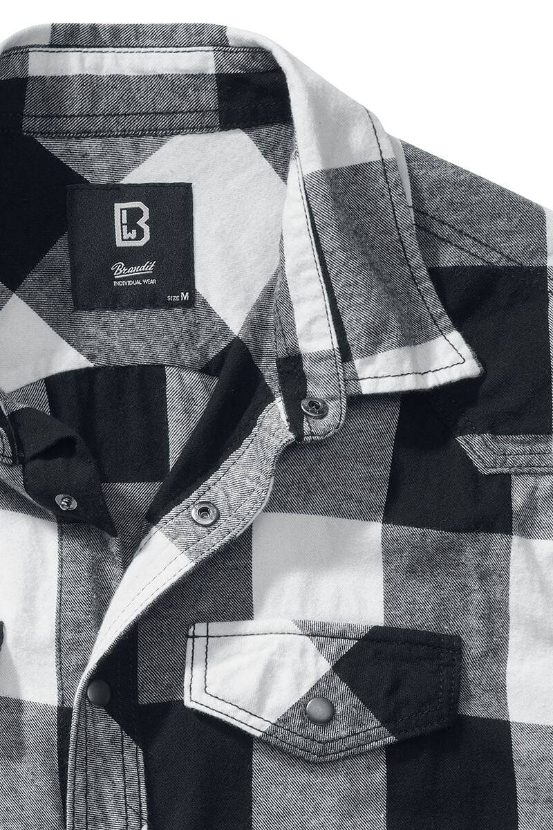 EMP "Sleeveless Checkshirt" Kurzarmhemd Schwarz/weiß Von Brandit