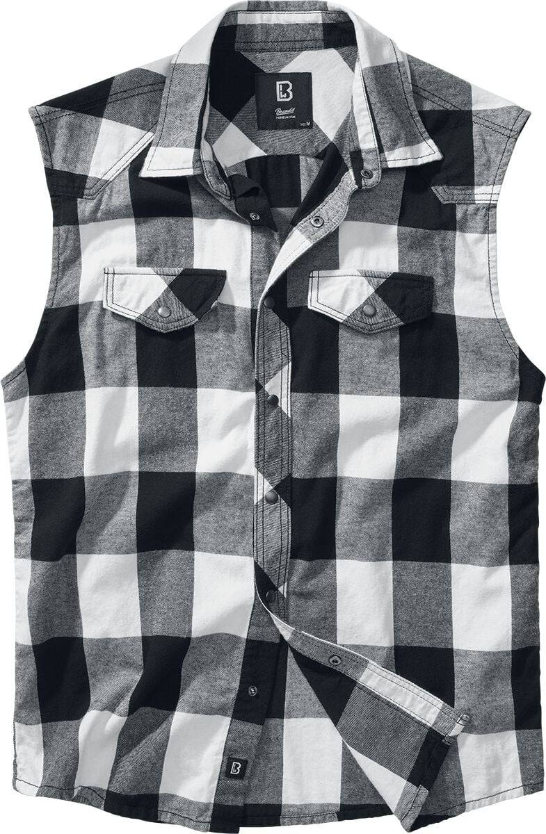 EMP "Sleeveless Checkshirt" Kurzarmhemd schwarz/weiß von Brandit