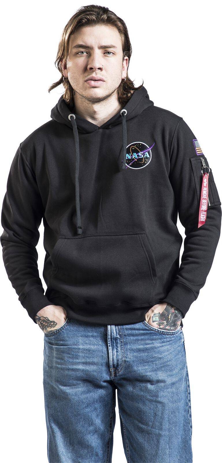 EMP "Space Shuttle Hoody" Kapuzenpullover Schwarz Von Alpha Industries
