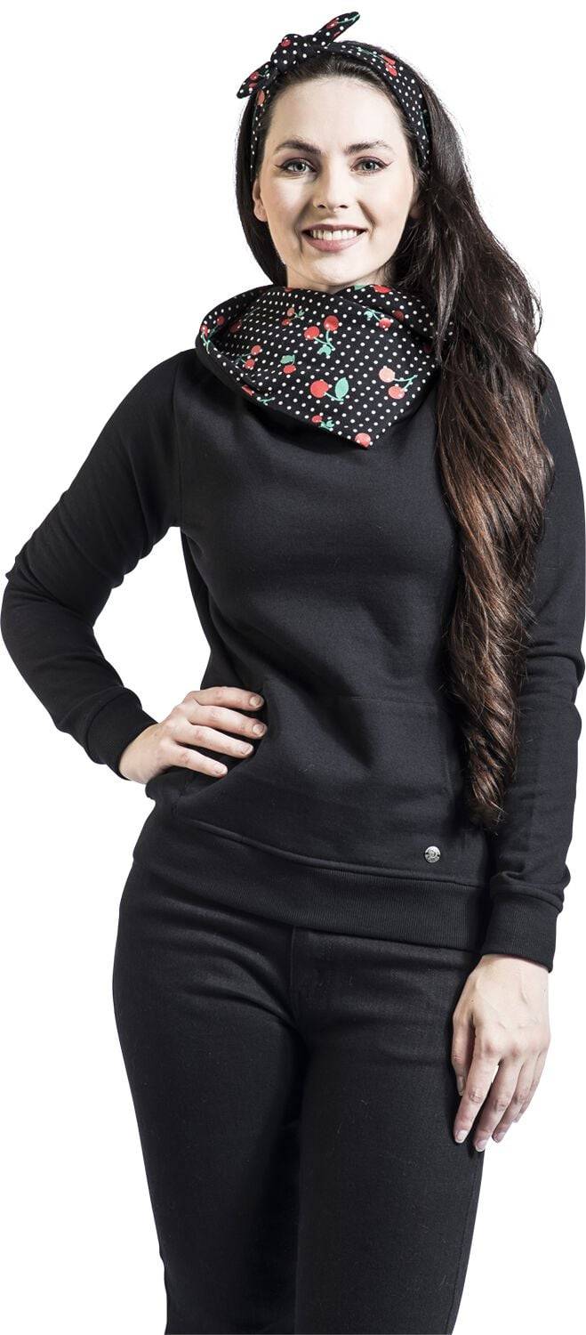 EMP "Special Cherries Shawl Hoodie & Hairband" Kapuzenpullover Schwarz Von Pussy Deluxe