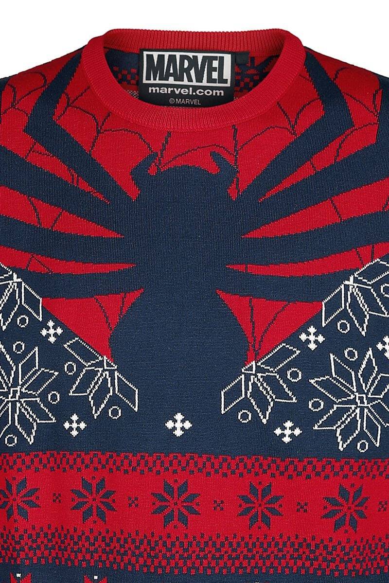 EMP "Spinne" Weihnachtspullover Blau/rot Von Spider-Man