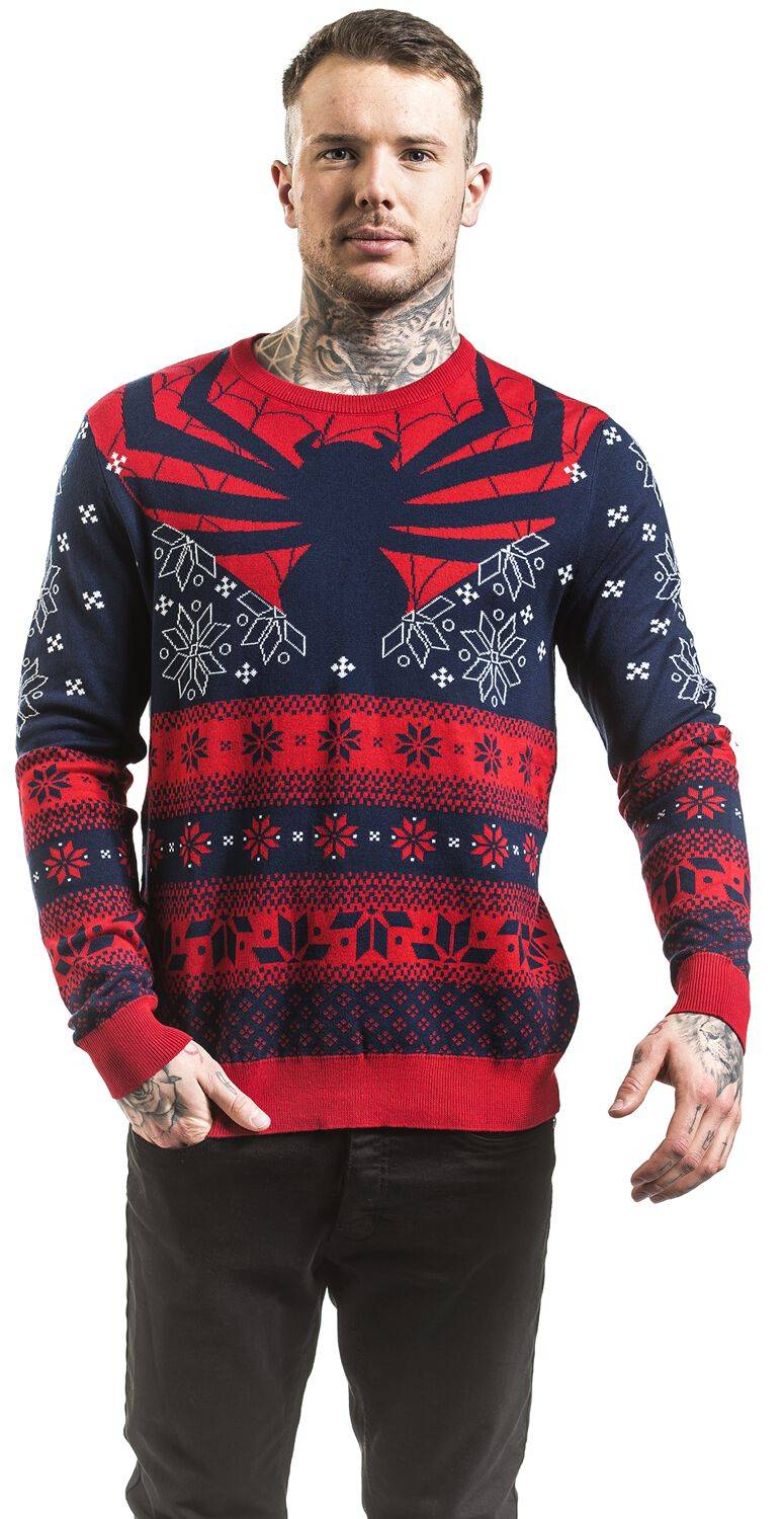 EMP "Spinne" Weihnachtspullover Blau/rot Von Spider-Man