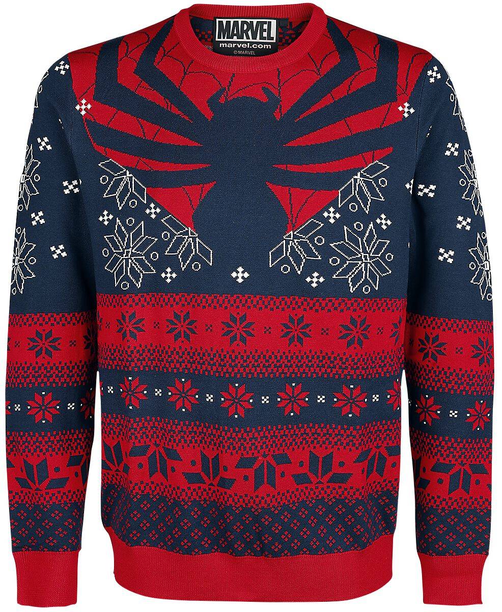 EMP "Spinne" Weihnachtspullover blau/rot von Spider-Man