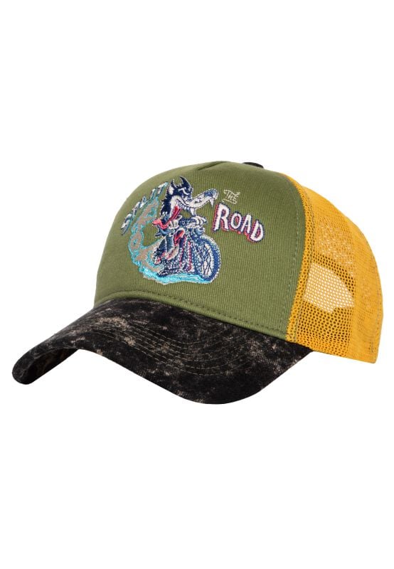 EMP "Split The Road Vintage Trucker" Cap grün/schwarz von King Kerosin