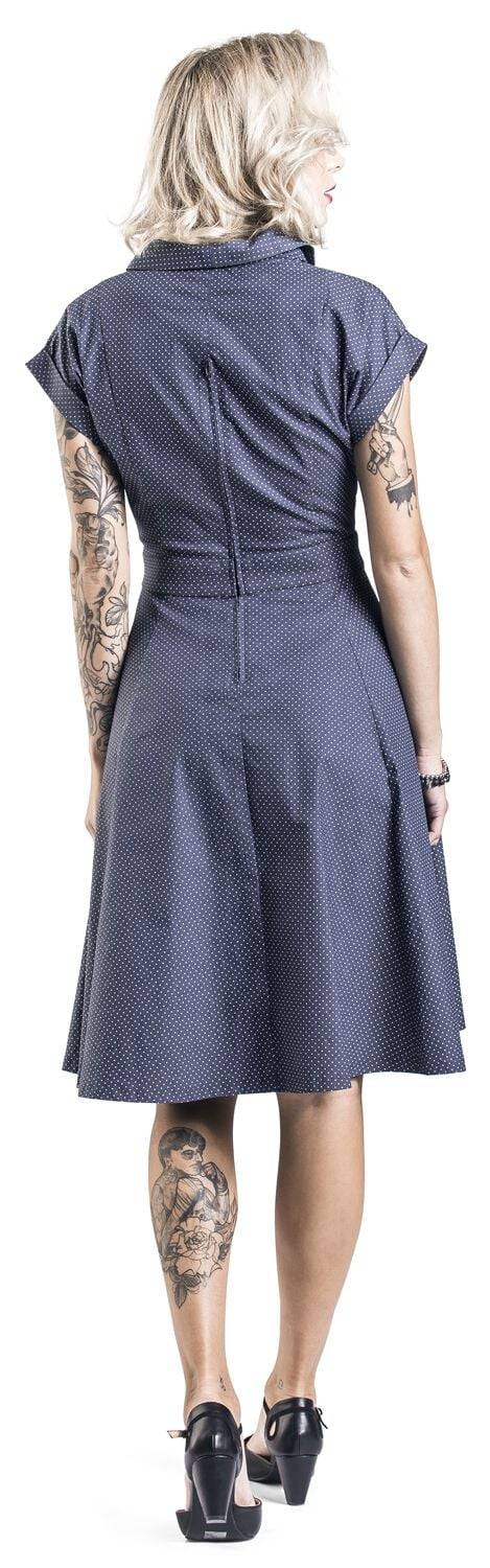 EMP "Spot Perfection Fit & Flare Dress" Mittellanges Kleid Navy Von Banned Retro