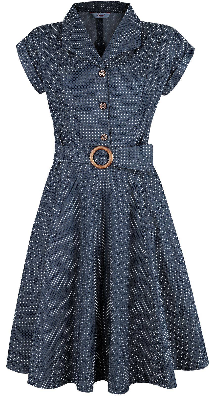 EMP "Spot Perfection Fit & Flare Dress" Mittellanges Kleid navy von Banned Retro