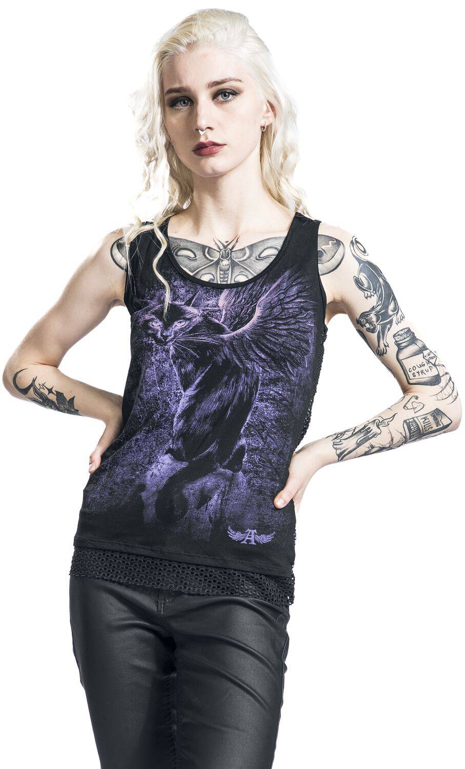 EMP "Starring Cat" Top Schwarz/lila Von Alchemy England