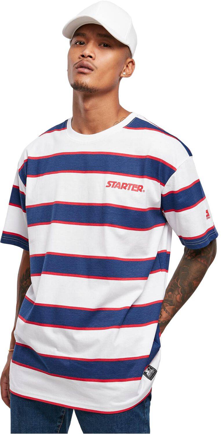 EMP "Starter Logo Striped Tee" T-Shirt weiß/blau von Starter