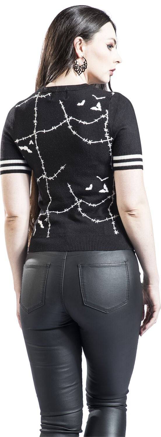 EMP "Stitches Top" T-Shirt Schwarz/weiß Von Hell Bunny