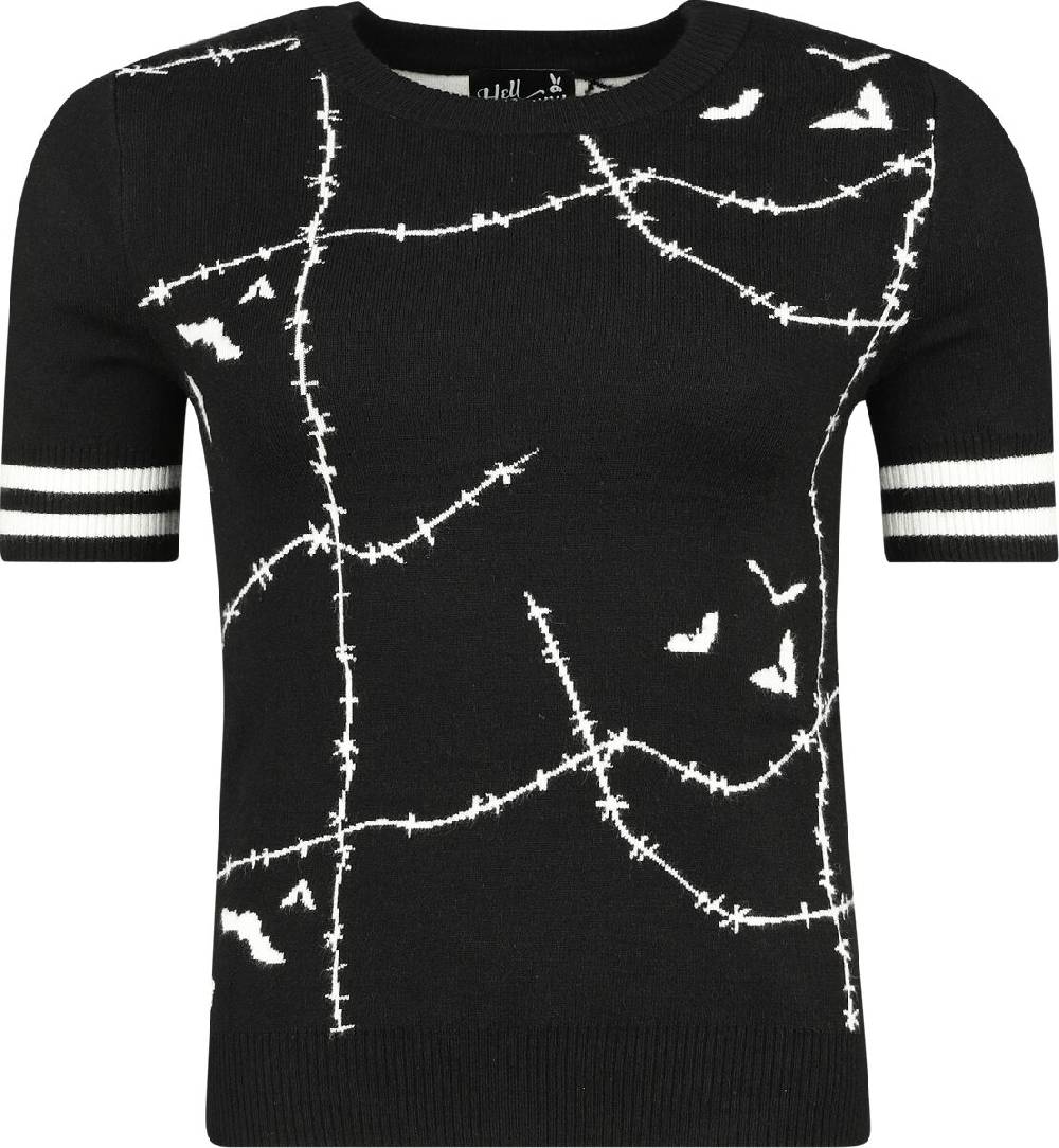 EMP "Stitches Top" T-Shirt schwarz/weiß von Hell Bunny