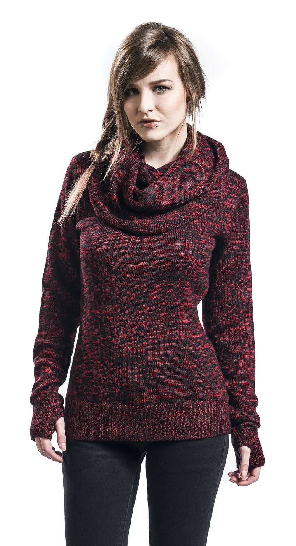 EMP Strickpullover Schwarz/rot Von Black Premium By EMP