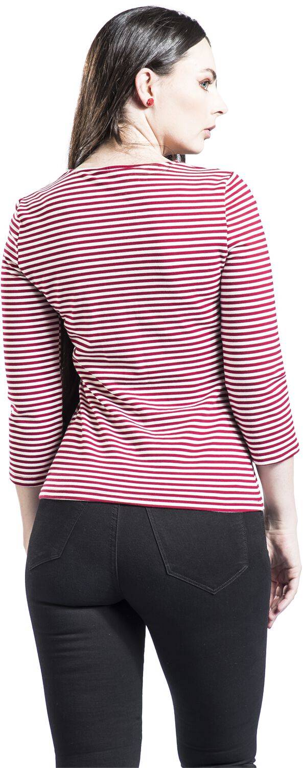EMP "Stripe & Square Top" Langarmshirt Rot/weiß Von Banned Retro