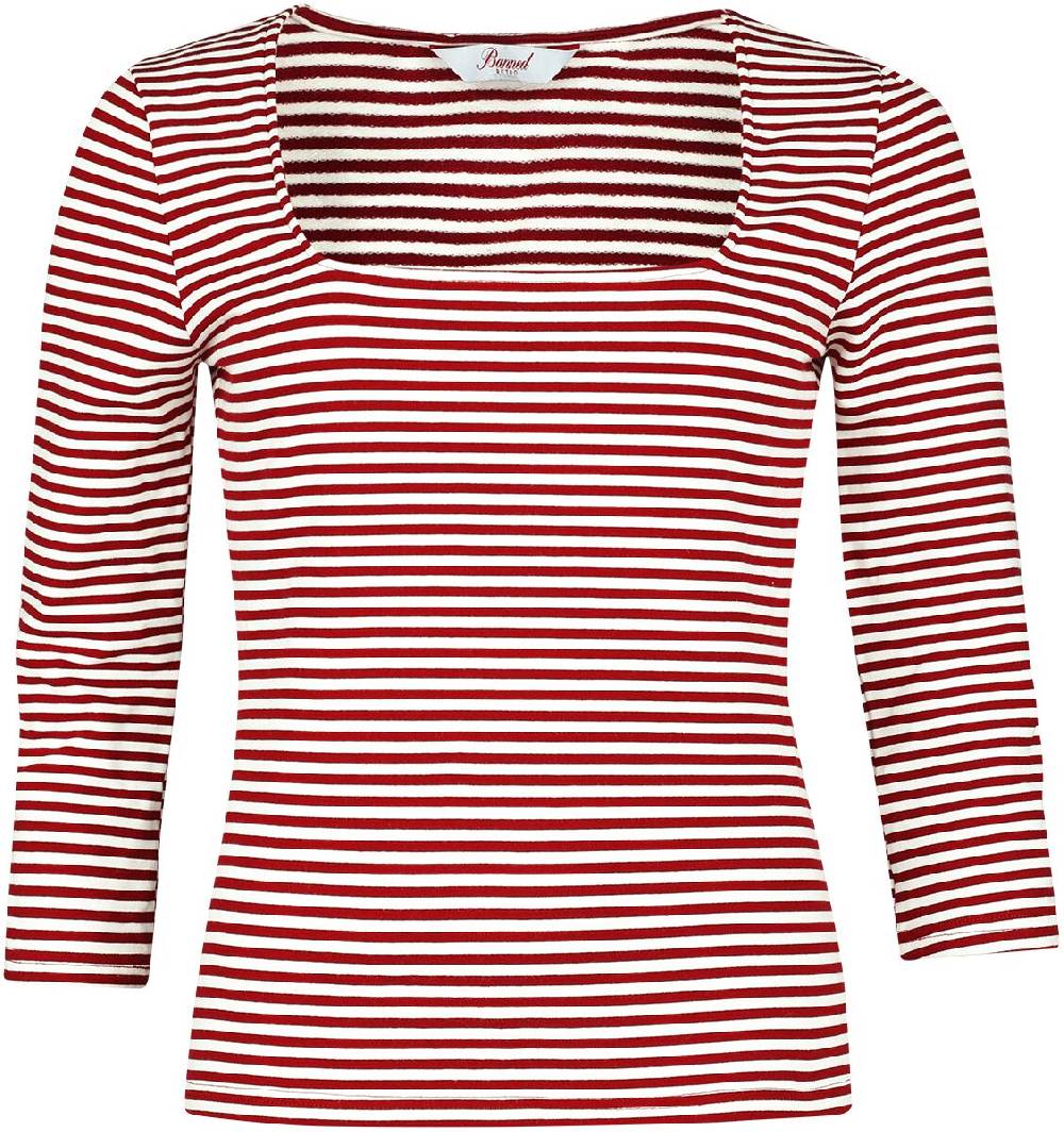 EMP "Stripe & Square Top" Langarmshirt rot/weiß von Banned Retro