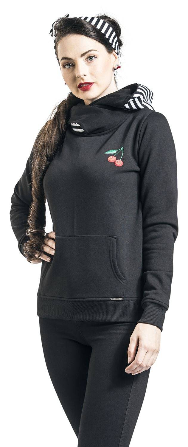 EMP "Stripes Shawl Hoodie With Hairband" Kapuzenpullover Schwarz/weiß Von Pussy Deluxe