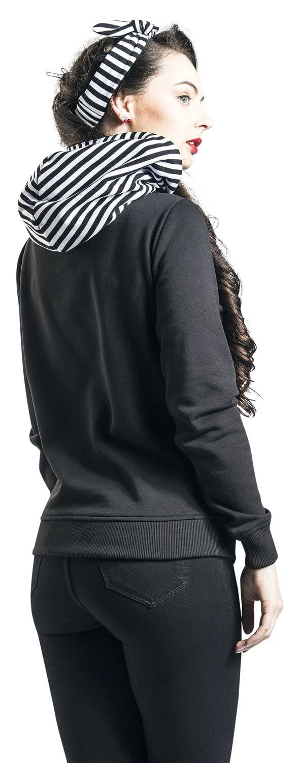 EMP "Stripes Shawl Hoodie With Hairband" Kapuzenpullover Schwarz/weiß Von Pussy Deluxe