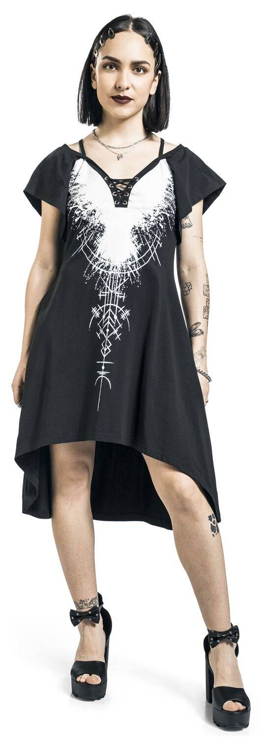 EMP "Summoner Dress" Mittellanges Kleid Schwarz/weiß Von Poizen Industries