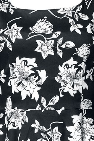 EMP "Swing-Blumenkleid" Mittellanges Kleid Schwarz Von Belsira