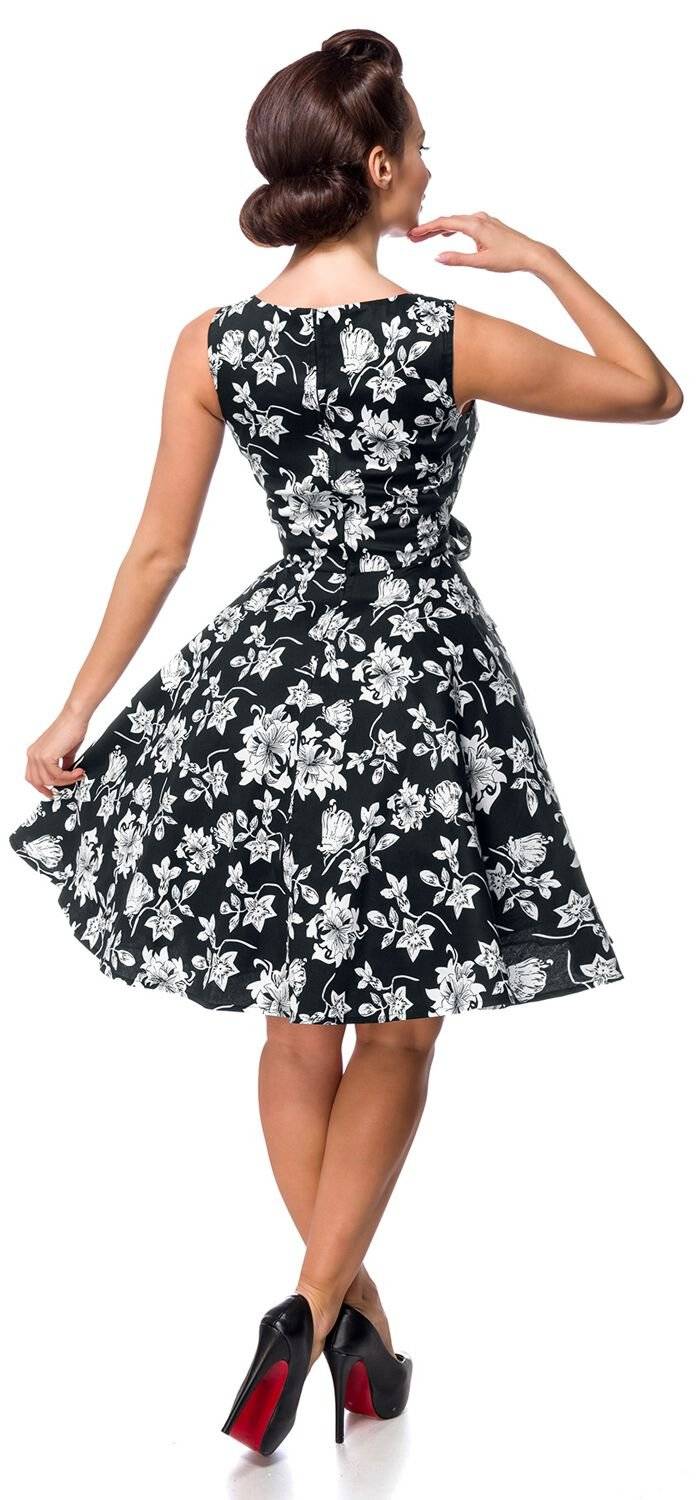 EMP "Swing-Blumenkleid" Mittellanges Kleid Schwarz Von Belsira