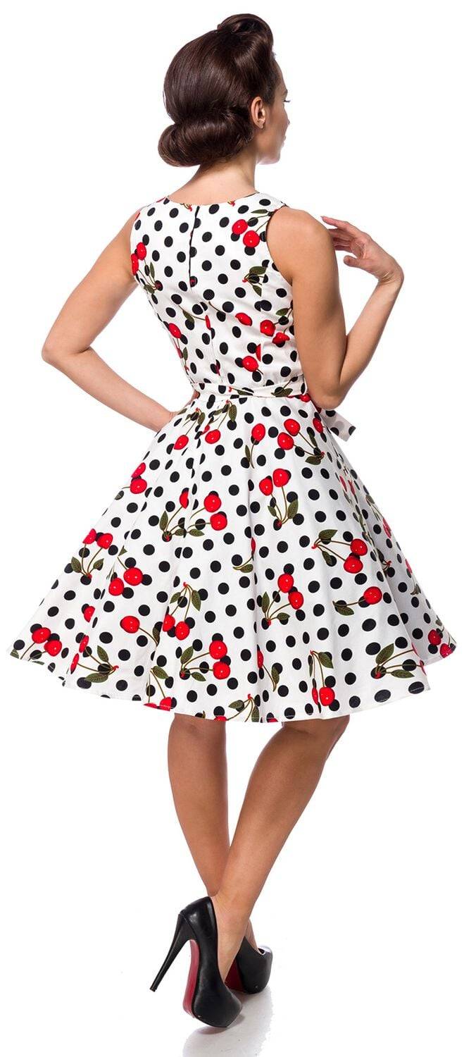 EMP "Swing-Kirschenkleid" Mittellanges Kleid Schwarz/weiß Von Belsira