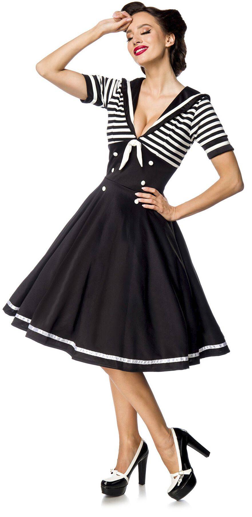 EMP "Swing-Kleid im Marinelook" Mittellanges Kleid schwarz/weiß von Belsira