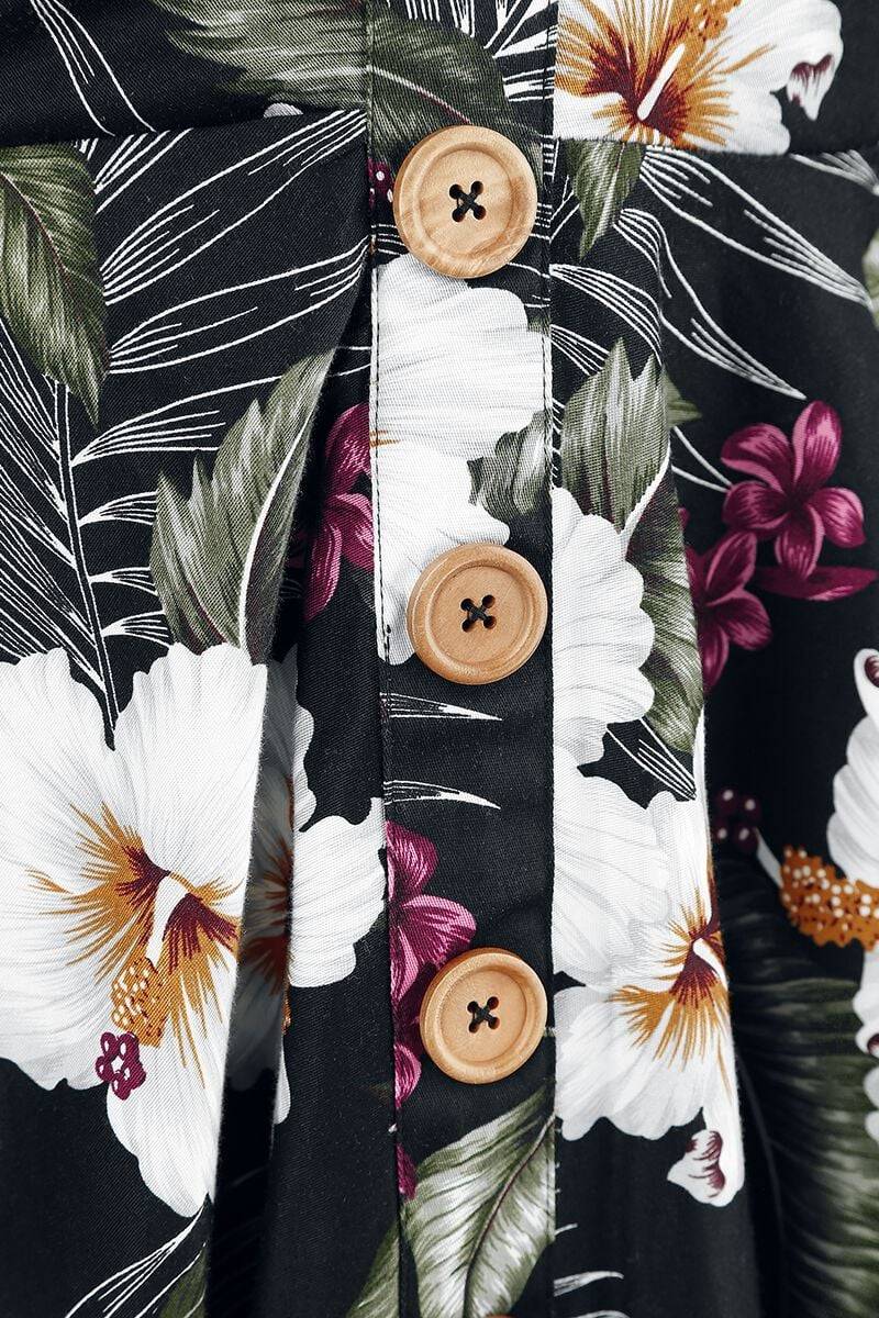 EMP "Tahiti 50's Dress" Mittellanges Kleid Schwarz Von Hell Bunny