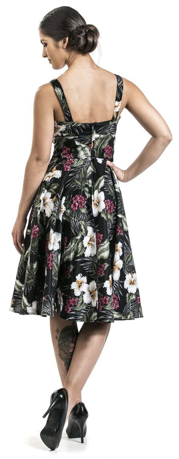 EMP "Tahiti 50's Dress" Mittellanges Kleid Schwarz Von Hell Bunny
